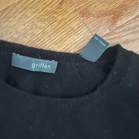 Griffen Cashmere Crewneck Sweater Womens 1X Black Long Sleeves Minimalist Casual - Picture 4 of 6